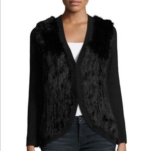 NWT Joie black rabbit fur sweater